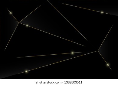 Abstract polygonal pattern luxury black with gold background.