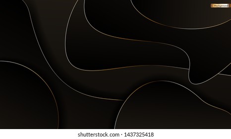 Abstract polygonal pattern luxury black with gold. vector