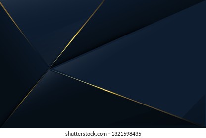 Fundo azul e dourado de luxo padrão poligonal abstrato