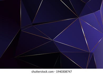 Abstract polygonal pattern luxury blue and gold background.