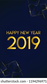 Abstract polygonal pattern luxury dark blue with gold. new year design background. eps 10