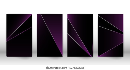 Abstract polygonal pattern. Luxury dark cover design with a geometric silver shapes. Polygon cover template. Vector illustration.