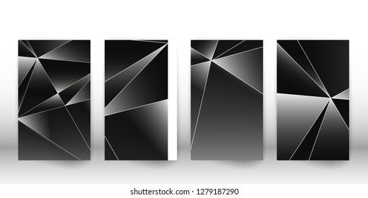 Abstract polygonal pattern. Luxury dark cover design with a geometric silver shapes. Polygon cover template. Vector illustration.