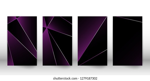 Abstract polygonal pattern. Luxury dark cover design with a geometric silver shapes. Polygon cover template. Vector illustration.