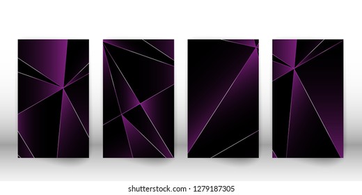 Abstract polygonal pattern. Luxury dark cover design with a geometric silver shapes. Polygon cover template. Vector illustration.