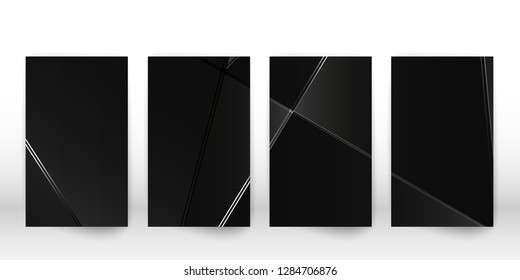 Abstract polygonal pattern. Luxury dark cover design with a geometric silver shapes. Polygon cover template. Vector illustration.