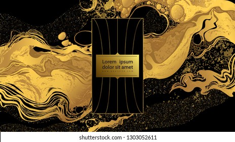 Abstract polygonal pattern luxury dark blue with gold background - Vector splash in blue color bubbles pattern hand-drawn illustration - Vector