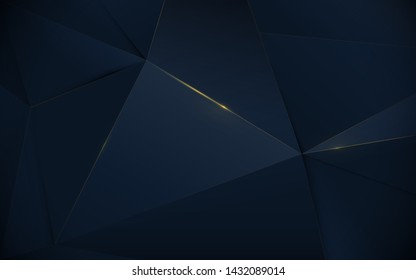 Abstract polygonal pattern luxury dark blue and gold background