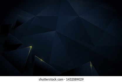 Abstract polygonal pattern luxury dark blue and gold background. Illustration vector