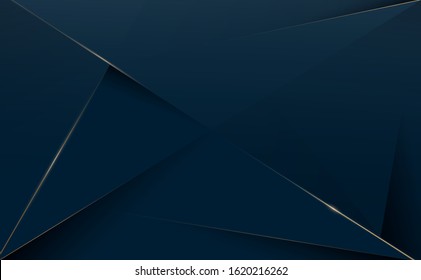 Abstract polygonal pattern luxury dark blue with gold background. Vector illustration