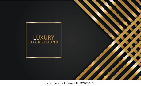 Abstract polygonal pattern luxury dark with gold with lines