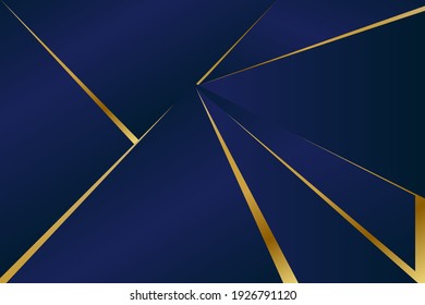 Resumen patrón poligonal lujo azul oscuro con oro