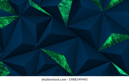 Abstract polygonal pattern luxury dark blue with green gem texture. Luxury and elegant. Dark blue Premium background. Premium style for poster, cover, print, artwork. Vector illustration EPS10