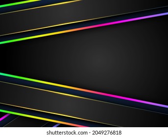 Resumen patrón poligonal lujoso arco iris oscuro con oro
