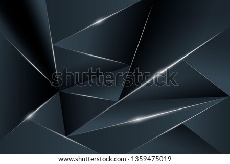 Abstract polygonal pattern luxury dark blue with silver. Vector illustration in low poly style.