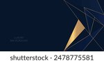 Abstract polygonal pattern luxury golden line with dark navy blue template background. Luxury and elegant.