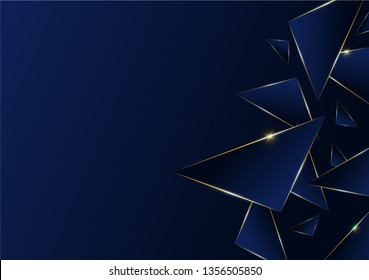 Abstract polygonal pattern luxury golden line with dark blue template background. premium style for poster, cover, print, artwork. Vector illustration Abstract polygonal pattern luxury golden line with dark blue template background. premium style for poster, cover, print, artwork. Vector illustration