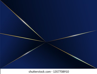 Abstract polygonal pattern luxury golden line with dark blue template background. premium style for poster, cover, print, artwork. Vector illustration