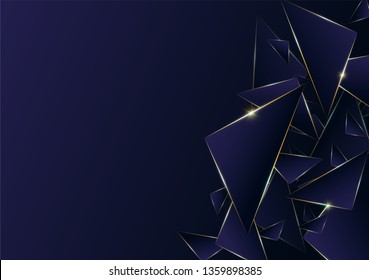 Abstract polygonal pattern luxury golden line with dark blue template background. premium style for poster, cover, print, artwork. Vector illustration Abstract polygonal pattern luxury golden line with dark blue template background. premium style for poster, cover, print, artwork. Vector illustration
