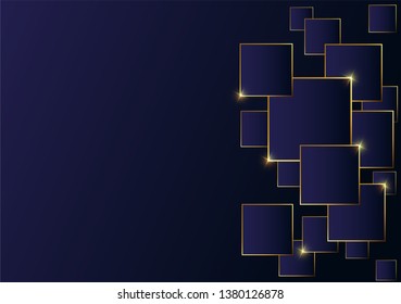 Abstract polygonal pattern luxury golden line with dark blue template background. premium style for poster, cover, print, artwork. Vector illustration