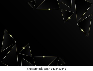Abstract polygonal pattern luxury golden line with black template background.Vector background can be used in cover design, book design, poster, cd cover, flyer, website backgrounds or advertising.