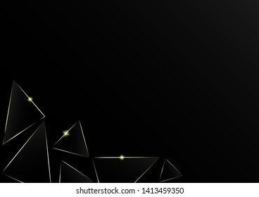 Abstract polygonal pattern luxury golden line with black template background.Vector background can be used in cover design, book design, poster, cd cover, flyer, website backgrounds or advertising.