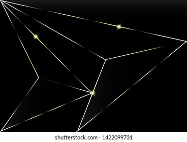 Abstract polygonal pattern luxury golden line with black template background.Vector background can be used in cover design, book design, poster, cd cover, flyer, website backgrounds or advertising.