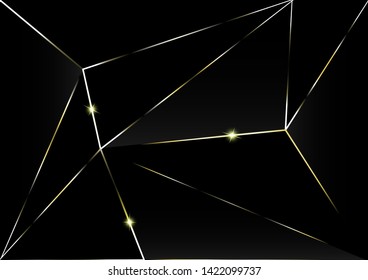 Abstract polygonal pattern luxury golden line with black template background.Vector background can be used in cover design, book design, poster, cd cover, flyer, website backgrounds or advertising.