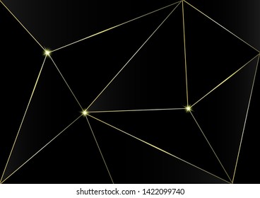 Abstract polygonal pattern luxury golden line with black template background.Vector background can be used in cover design, book design, poster, cd cover, flyer, website backgrounds or advertising.