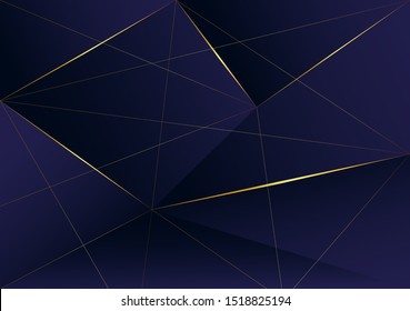 Abstract polygonal pattern luxury golden line with dark blue template background. premium style for poster, cover, print, artwork. Vector illustration