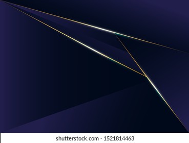 Abstract polygonal pattern luxury golden line with dark blue template background. premium style for poster, cover, print, artwork. Vector illustration