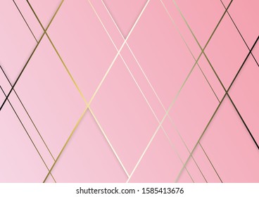 Abstract polygonal pattern luxury golden line with pink template background. Vector background can be used in cover design, book design, poster, cd cover, flyer, website backgrounds or advertising.
