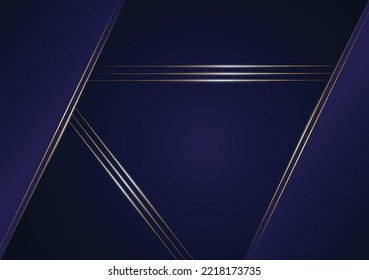 Abstract polygonal pattern luxury golden line with dark blue template background. premium style for poster, cover, print, artwork. Vector illustration