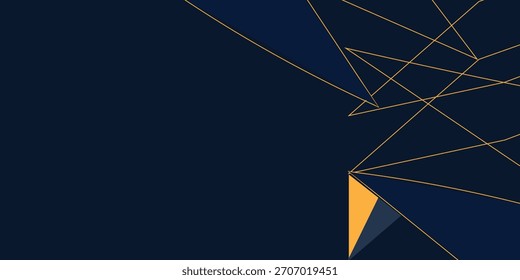 Abstractas línea dorada de lujo de patrón poligonal con fondo de Plantilla azul marino oscuro. Lujo y elegancia.