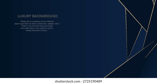 Abstractas línea dorada de lujo de patrón poligonal con fondo de Plantilla azul marino oscuro. Lujo y elegancia. Cartel del estilo, cubierta, obra de arte, Anuncio. diseño simple.