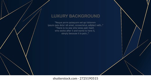 Abstractas línea dorada de lujo de patrón poligonal con fondo de Plantilla azul marino oscuro. Lujo y elegancia. Cartel del estilo, cubierta, obra de arte, Anuncio. diseño simple. fondo moderno.