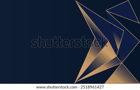 Abstract polygonal pattern luxury golden line with dark navy blue template background.