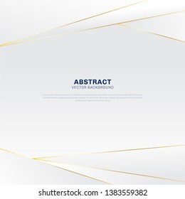 Abstract Polygonal Pattern Luxury On White And Gray Header Background With Golden Lines. Vector Illustration