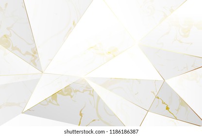 Abstract Polygonal Pattern Luxury White With Gold Background