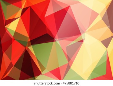Abstract polygonal pattern with red-yellow triangles. Trendy background.