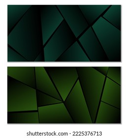 Abstract polygonal pattern. Set of two dark gradient polygonal backgrounds. Background design, cover, postcard, banner, wallpaper