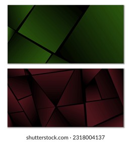 Resumen de patrón poligonal. Conjunto de dos fondos poligonales de gradiente oscuro. Diseño de fondo, portada, postal, banner, papel tapiz