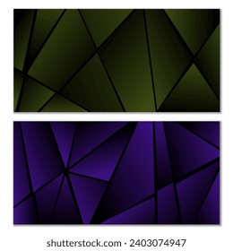 Abstract polygonal pattern. Set of two dark gradient polygonal backgrounds. Background design, cover, postcard, banner, wallpaper
