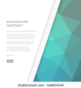 Abstract polygonal pattern in shades of blue and green. Empty space for text.