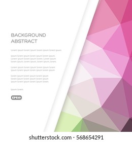 Abstract polygonal pattern in shades of green and pink. Empty space for text.