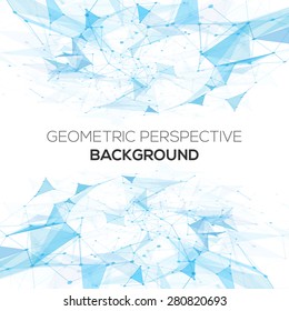 Abstract polygonal perspective low poly background with connecting dots and lines. Connection structure. Vector science background. Polygonal vector background. 