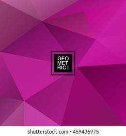 Abstract polygonal pink background with place for text. Trendy geometric triangle hipster background. Ideal for gadgets backdrop or presentations.