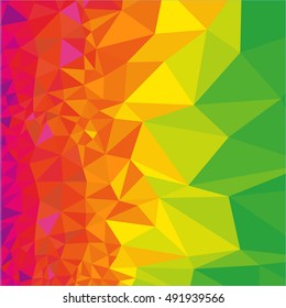 Abstract polygonal rainbow background. Geometric backdrop in Origami style. Beautiful vector illustration made from triangular shapes.