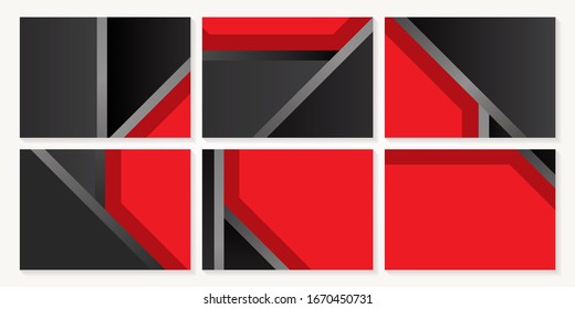 Abstract polygonal red & grey background template set. Vector Illustration.