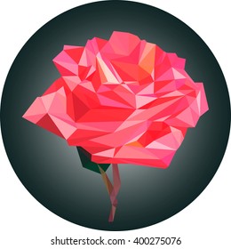 Abstract polygonal red rose